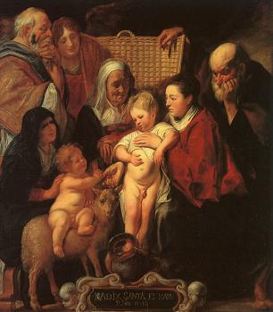 Jacob Jordaens : The Holy Family with St.Anne, the Young Baptist and his Parents